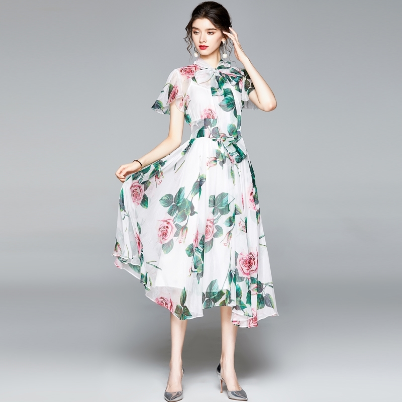 Banulin Summer Fashion Runway Floral Holiday Dress Women's Bow Neck Flare Sleeve Flower Print Elegant robe ete femme 210603, Design and color
Banulin Summer Fashion Runway Floral Holiday Dress Women's Bow Neck Flare Sleeve Flower Print Elegant robe ete femme 210603, Design and color