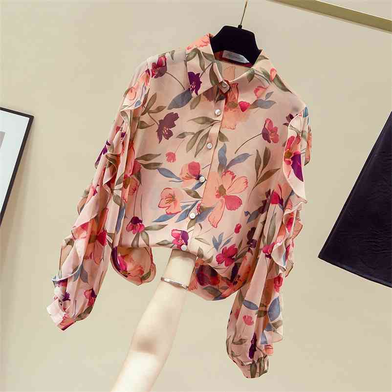 Autumn Women's Turn Down Collar Ruffles Long Sleeves Floral Chiffon Shirt Ladies Female All-match Shirts Blouse Tops A3715 210519, Beige
Autumn Women's Turn Down Collar Ruffles Long Sleeves Floral Chiffon Shirt Ladies Female All-match Shirts Blouse Tops A3715 210519, Beige