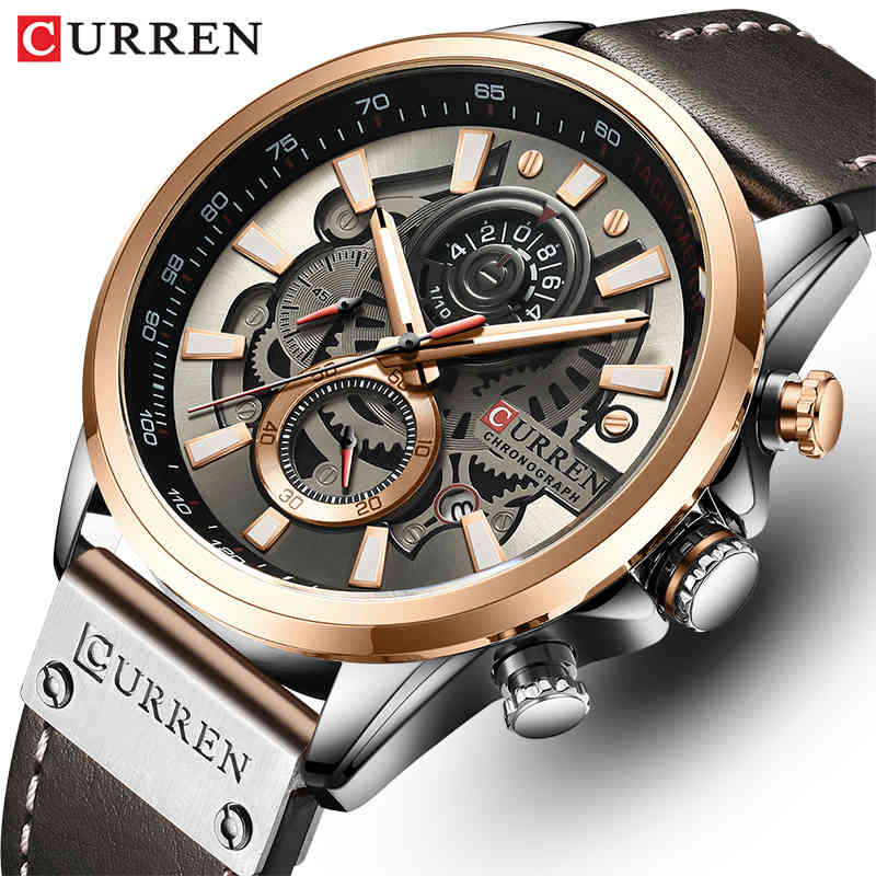 CURREN Brand Mens Watch Business Quartz Watches Leather Waterproof Sport Wristwatch Chronograph Male Clock Relogio Masculino 210517, Silver gold orange
CURREN Brand Mens Watch Business Quartz Watches Leather Waterproof Sport Wristwatch Chronograph Male Clock Relogio Masculino 210517, Silver gold orange