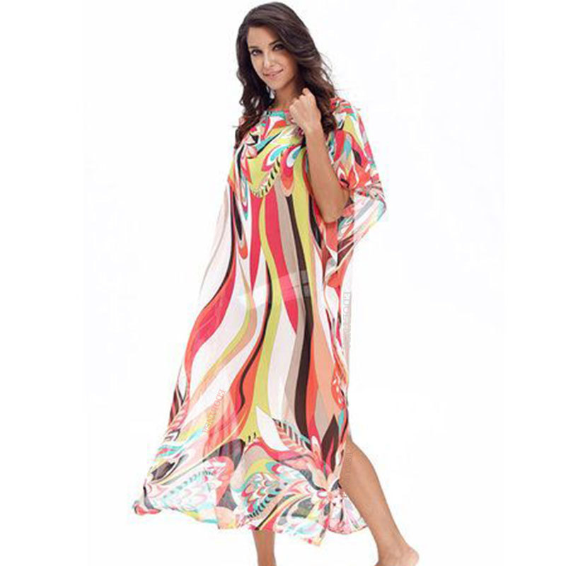 Beach Dress Kaftan Pareo Sarongs Sexy Cover-Up Chiffon Bikini Swimwear Tunic Swimsuit Bathing Suit Cover Ups Robe De Plage #Q97 210420