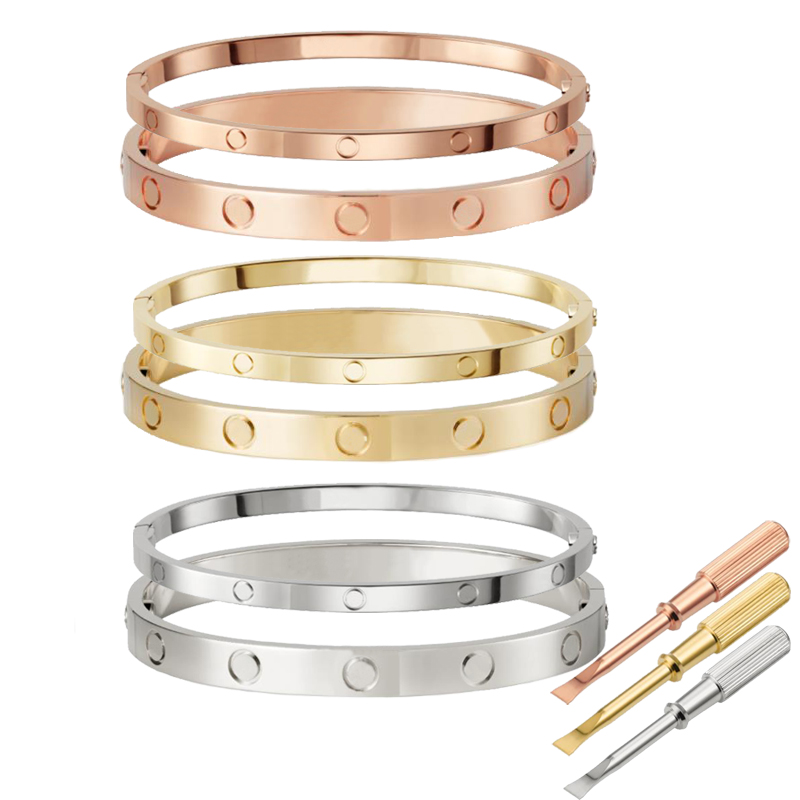 Top Quality Love Bracelet Luxury Bangle For Women Men Titanium Steel Screw Screwdriver Bracelets Gold Silver Rose Nail Jewelry with Original Box Ladies Gift
Top Quality Love Bracelet Luxury Bangle For Women Men Titanium Steel Screw Screwdriver Bracelets Gold Silver Rose Nail Jewelry with Original Box Ladies Gift