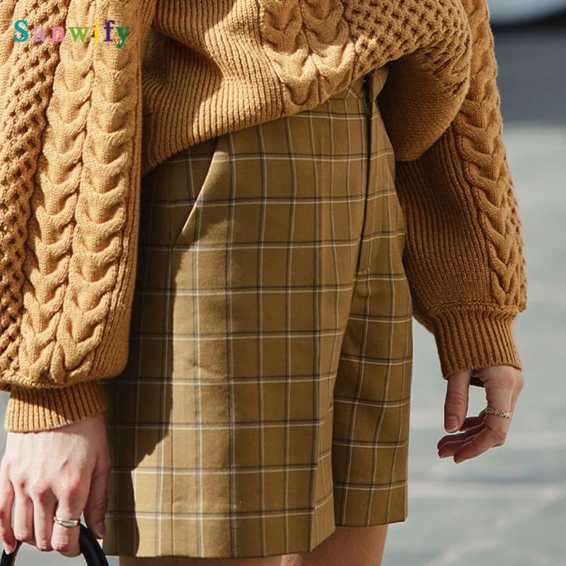 Spring Shorts Women High Waist Wide Leg Short Trousers Female Large Size Light Brown Summer Women's