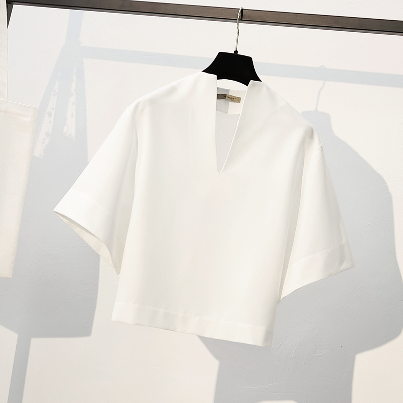 Plus Size Short Sleeve Blouse Women Sexy V-neck Office Lady Work Solid Casual Shirt Korean Blusas Camisas Mujer 210519