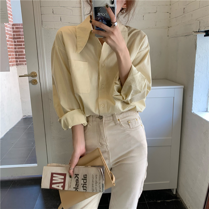 Chic Basic Office Lady Female Minimalist All Match Fashion Elegance Blouses Women Streetwear Gentle Solid Shirts 210421