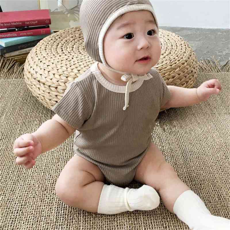 Baby Bodysuit Soft Short Sleeve Triangle Creeper + Hat born Girl Clothes 210515