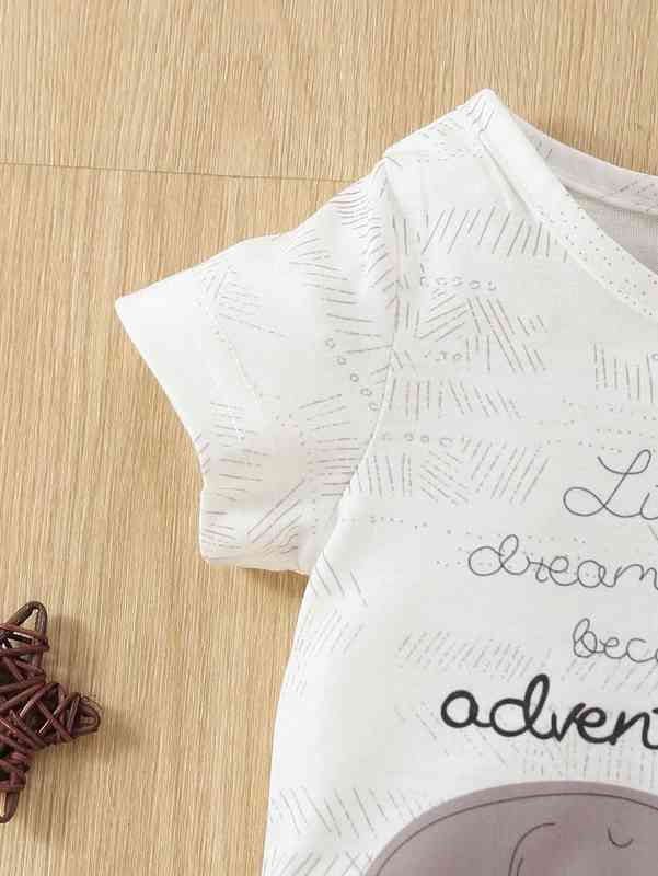 Baby Letter & Elephant Print Romper SHE
