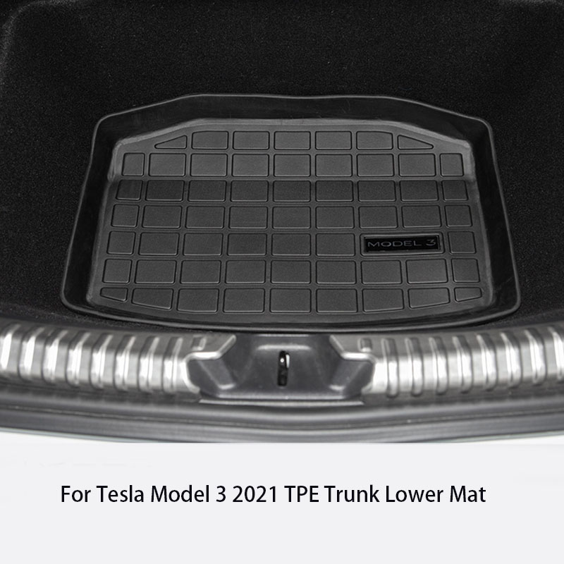 Car TPE Rubber Rear Trunk Storage Mat Front Box Mats for Tesla Model 3 2021 Floor Waterproof Tasteless Protective Pads 3PCS