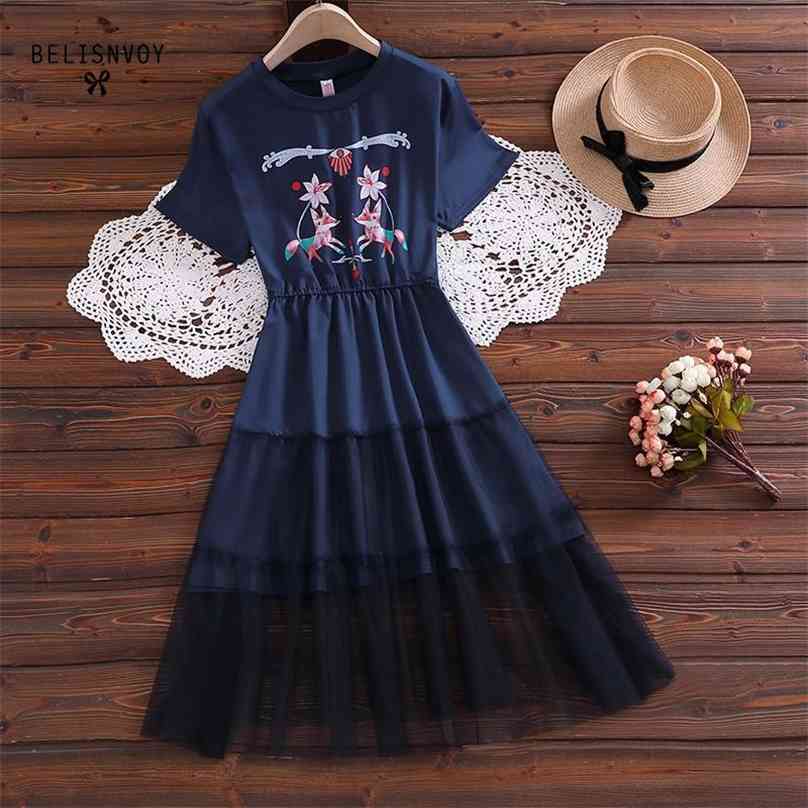 Vintage Elegant Women'S Dress Summer Preppy Style Japanese Women Sweet Pink Printing Mesh Patchwork Midi es 210520, Blue
Vintage Elegant Women'S Dress Summer Preppy Style Japanese Women Sweet Pink Printing Mesh Patchwork Midi es 210520, Blue