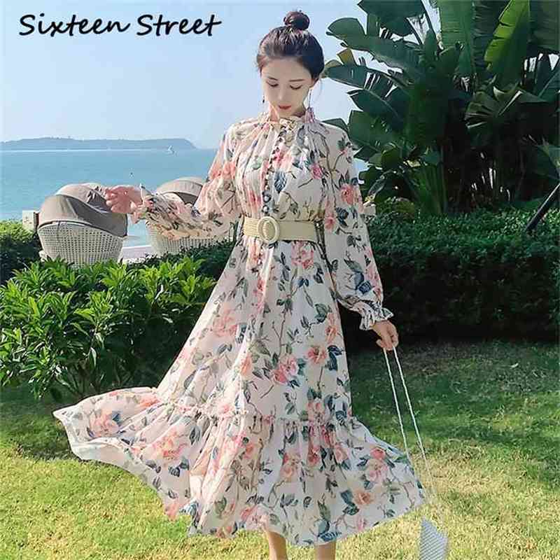 Woman Dress Sashes Autumn Floral Printed Single-breasted Long-sleeve Elegant Vintage Party Vestido Runway Fashion 210603, Picture color
Woman Dress Sashes Autumn Floral Printed Single-breasted Long-sleeve Elegant Vintage Party Vestido Runway Fashion 210603, Picture color