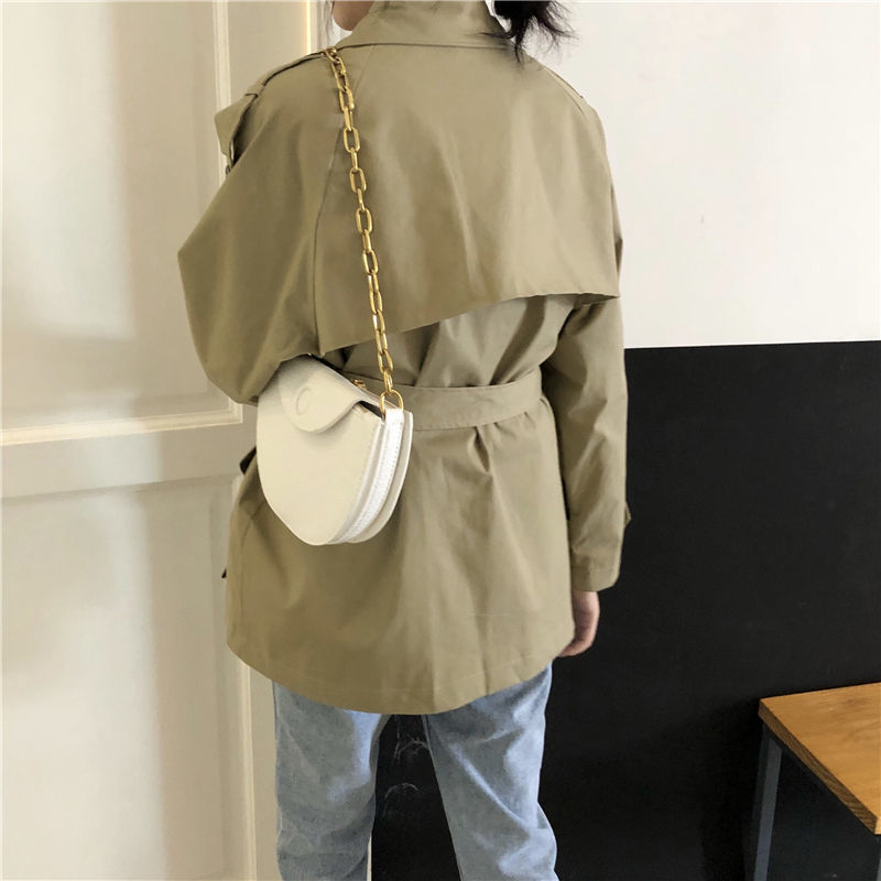 Khaki Women Casual Female Thin Elegant Short Trench Coat Tops Chic Streetwear Fashion Fresh Brief All Match Outwear 210421
