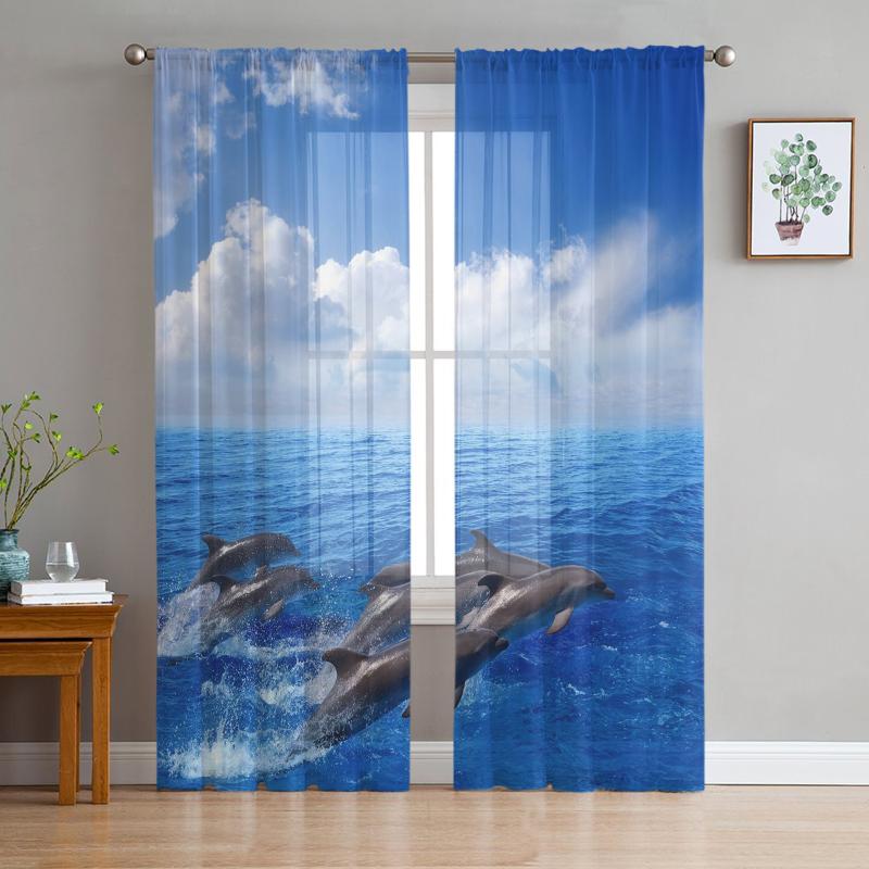 Curtain & Drapes Dolphin The Sea Blue Sky Sheer Curtains Bedroom Decoration Kitchen Tulle For Living Room
Curtain & Drapes Dolphin The Sea Blue Sky Sheer Curtains Bedroom Decoration Kitchen Tulle For Living Room