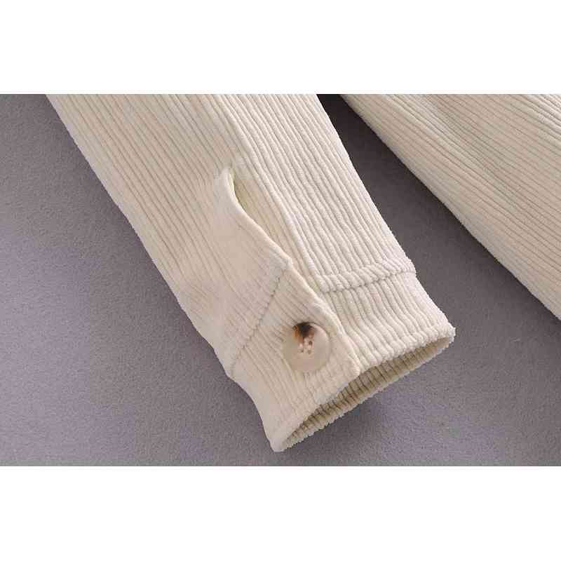 Autumn Corduroy Mid Long Blazer Beige Vintage Women Notched sleeve Single-breasted button Suit Casual Coat Outwear 210429