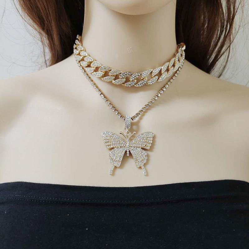 Retro Double Layer Crystal Rhinestone Butterfly Pendant Necklace Punk Hip Hop Choker Necklaces Lovers Gifts Women's Trends 2021
Retro Double Layer Crystal Rhinestone Butterfly Pendant Necklace Punk Hip Hop Choker Necklaces Lovers Gifts Women's Trends 2021