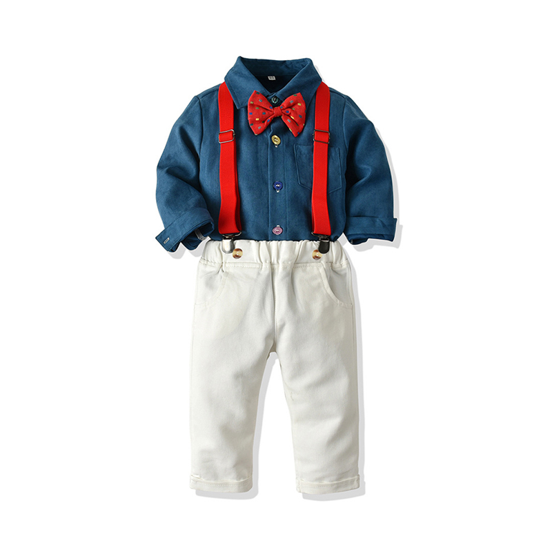 Christmas Kids Clothing Autumn Spring Boys Polka Dot Clothes Suits Party Outfits Child Baby Bowtie 210429