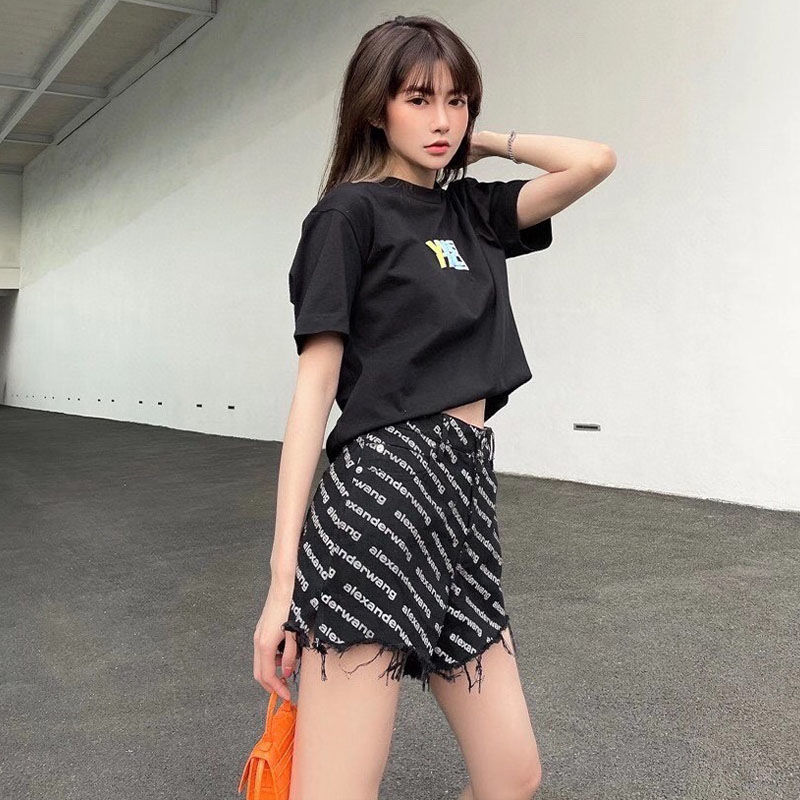 Women Denim Shorts AW Printed High Waist Loose Fringed Fringed Hot Pants, Black
Women Denim Shorts AW Printed High Waist Loose Fringed Fringed Hot Pants, Black