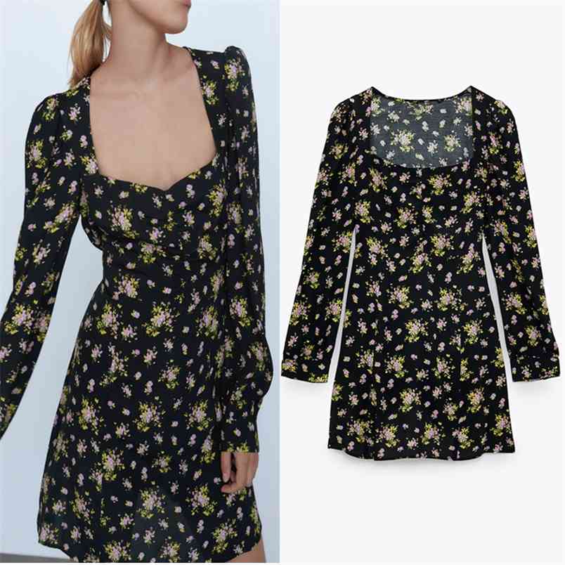 Black Floral Print Mini Dress Women Vintage Long Sleeve V-neck Ruched Short Woman Fashion Side Zip Elegant es 210519
Black Floral Print Mini Dress Women Vintage Long Sleeve V-neck Ruched Short Woman Fashion Side Zip Elegant es 210519
