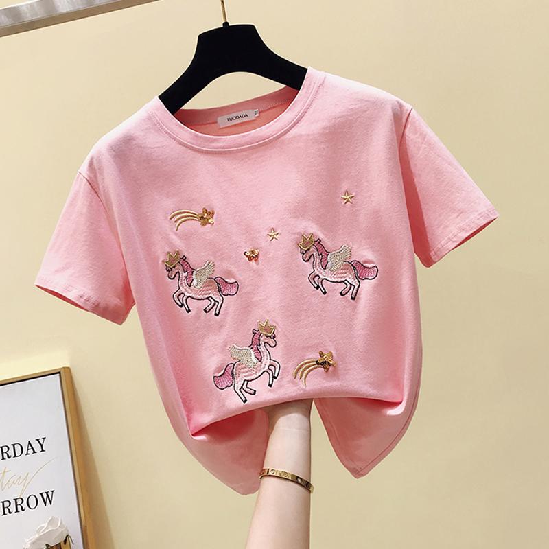 Women' T-Shirt GGRIGHT 2021 Summer T Shirt Women Korean Fashion Tshirt Girls Short Sleeve Embroidery Vintage Print Tee Femme Tops Pink, Black
Women' T-Shirt GGRIGHT 2021 Summer T Shirt Women Korean Fashion Tshirt Girls Short Sleeve Embroidery Vintage Print Tee Femme Tops Pink, Black