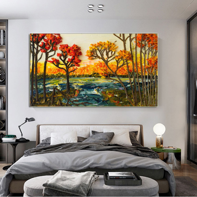 Large Size Oil Painting Print Colorful Tree Poster Wall Art Canvas Painting Abstract Picture For Living Room Decor