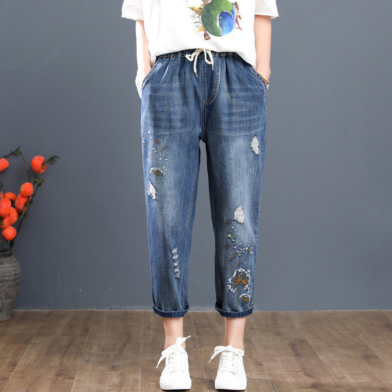 Women's Jeans High Waist Women Plus Size 3XL Loose Ripped Denim Summer Mom Vintage Embroidery Calf-Length Pants JRVT, Blue
Women's Jeans High Waist Women Plus Size 3XL Loose Ripped Denim Summer Mom Vintage Embroidery Calf-Length Pants JRVT, Blue