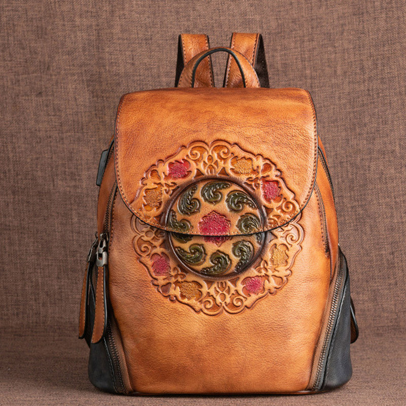 Women's Genuine Leather Backpack Royal Flower School High Quality Travel Daypack Shoulder Bags, Black
Women's Genuine Leather Backpack Royal Flower School High Quality Travel Daypack Shoulder Bags, Black