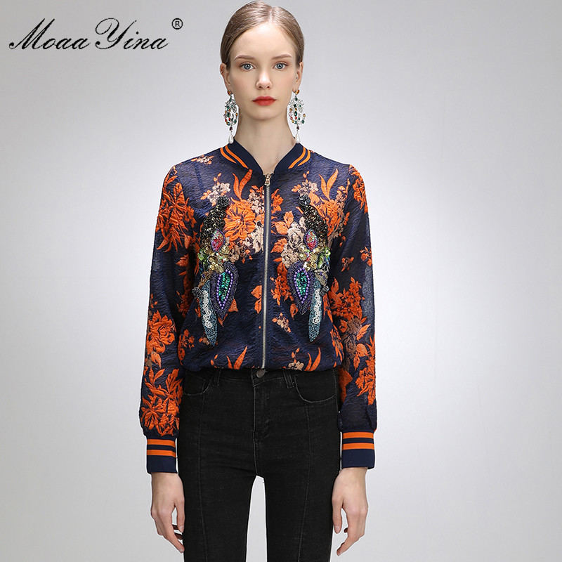 Fashion Designer Long sleeve Jacket jacket Spring Women' Flower Beading Sequins Casual Elegant Short 210524, Royal blue
Fashion Designer Long sleeve Jacket jacket Spring Women' Flower Beading Sequins Casual Elegant Short 210524, Royal blue