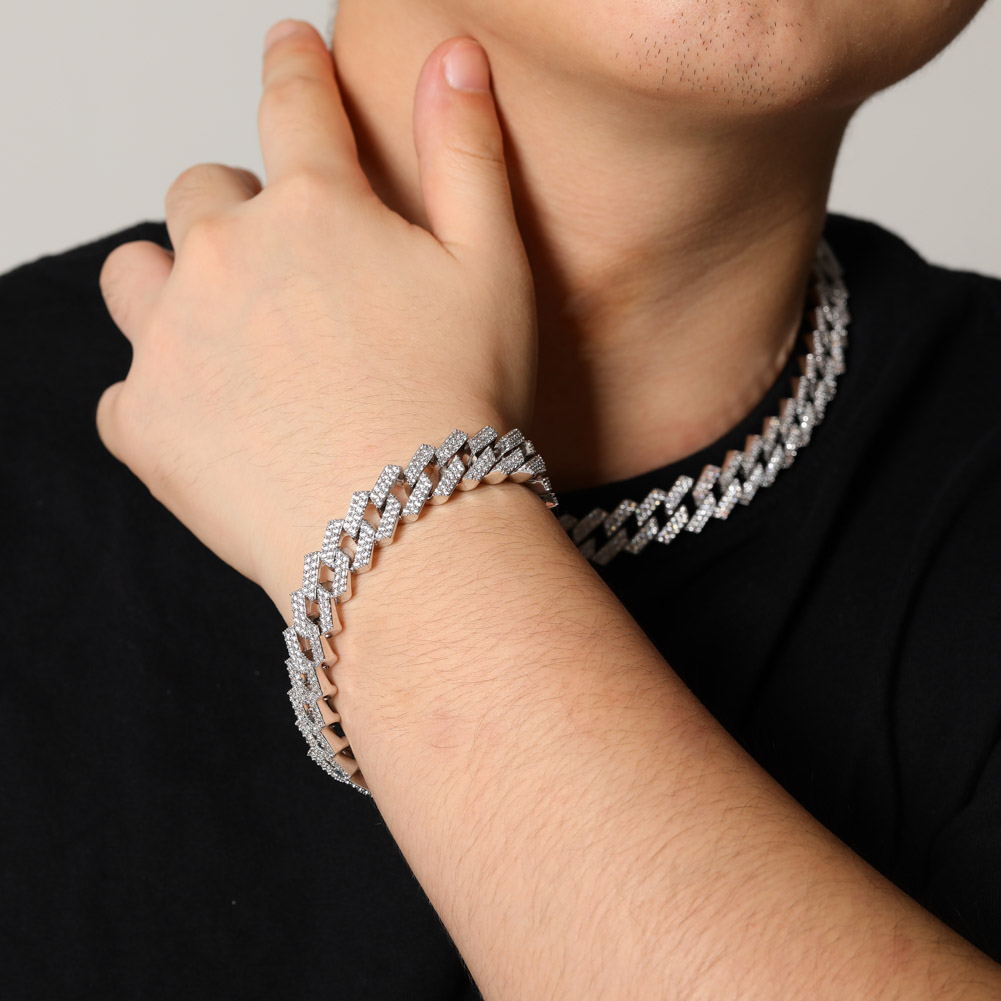 14mm 8inch Miami Lock Clasp Cuban Link Chain Bracelet Hip Hop Jewelry Charm Fashion Rock Punk Bling Iced Out Cubic Zircon Bling Party Punk Gifts for W