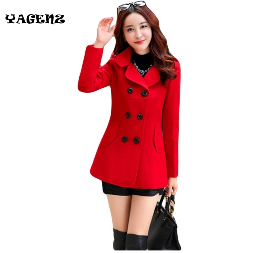 Women Woolen Coats Winter Trench Fashion Long Tops Women's Woat Elegant Bodycon Double Breasted 210820