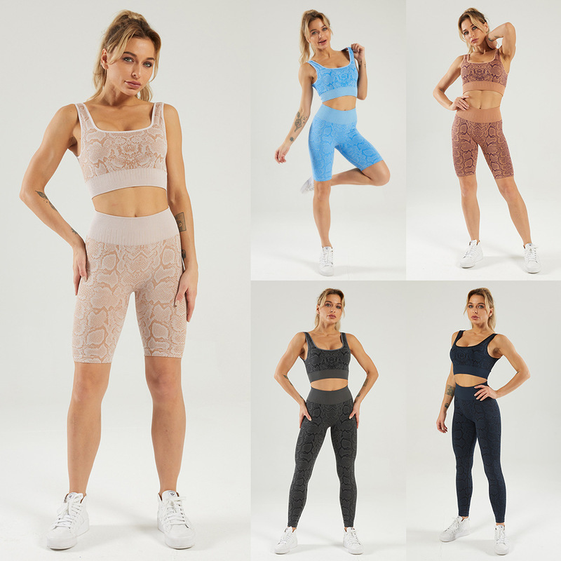 2021 new seamless snake pattern Fitness Yoga suit