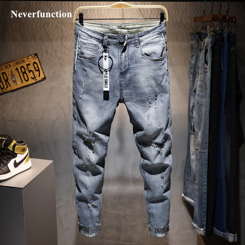 Men Ripped Casual Skinny jeans Trousers Fashion Brand man streetwear Letter printed distressed Hole gray Denim pants
Men Ripped Casual Skinny jeans Trousers Fashion Brand man streetwear Letter printed distressed Hole gray Denim pants