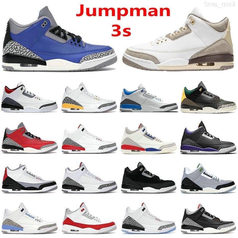 2021 Release 3 Racer Blue 3s Basketball Shoes a Ma Maniere White Medium Grey Charity Game Oregon Pit Crew Varsity Royal Midnight Navy Mens63A3