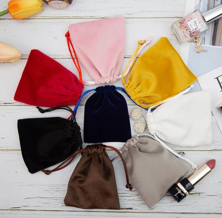 100Pcs 5X7cm Velvet Drawstring Pouch Bag/Jewelry Bag Christmas/Wedding Gift Bags Black Red Pink Blue 8 Color G