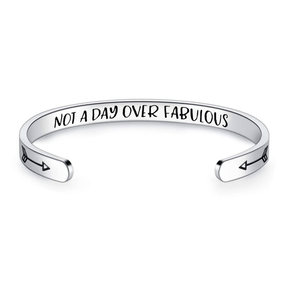 Bangle Titanium NOT A DAY OVER FABULOUS Stainless Steel Bracelet 6MM Adjustable Arrow Fashion Open C-shaped Lettering Customizable Wholesale, Black
Bangle Titanium NOT A DAY OVER FABULOUS Stainless Steel Bracelet 6MM Adjustable Arrow Fashion Open C-shaped Lettering Customizable Wholesale, Black