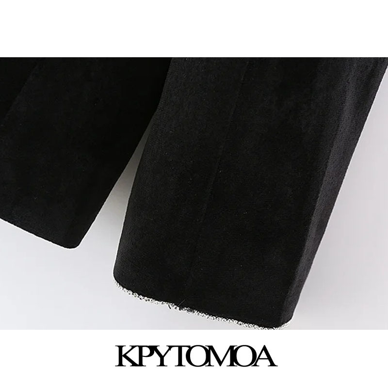 Women Fashion Patchwork Velvet Blazer Coat V Neck Long Sleeve Female Outerwear Chic Veste Femme 210420