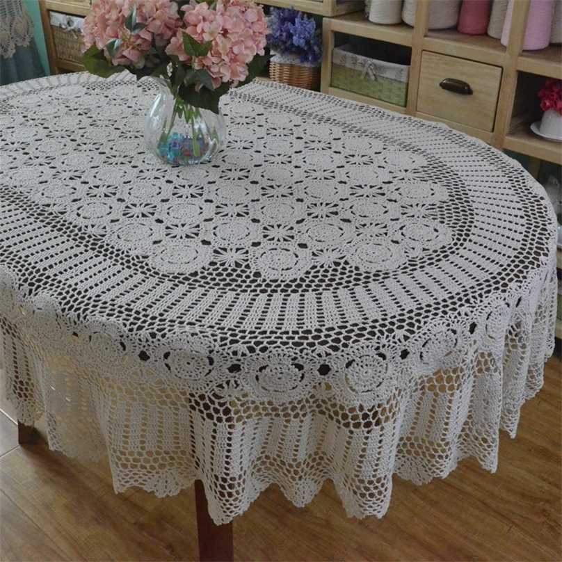 Handmade Crochet Table Cloth Oval Dinner cloth Crocheted Lace Cotton table Long cover 211110, 130x180cm
Handmade Crochet Table Cloth Oval Dinner cloth Crocheted Lace Cotton table Long cover 211110, 130x180cm