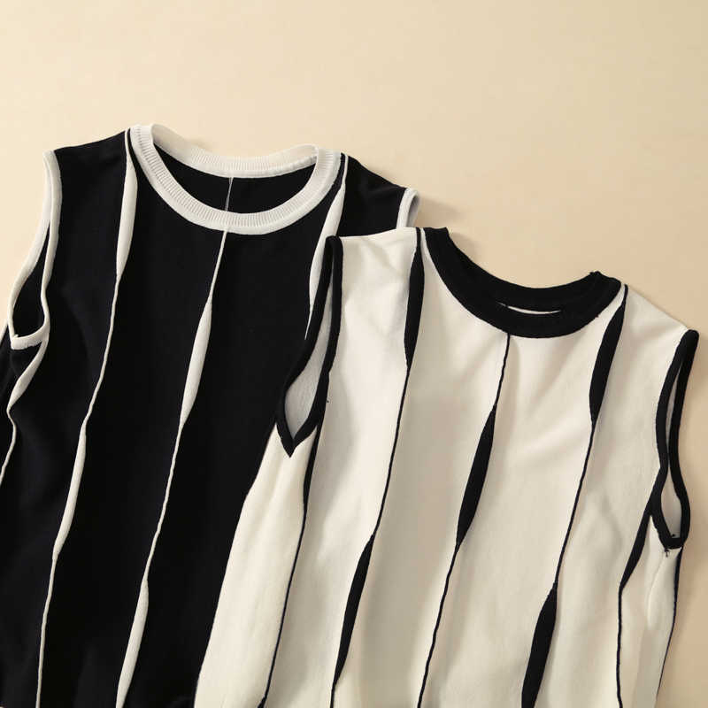 Tops For Women Blusas Mujer De Moda Verano Sleeveless Striped Knitted Tank Top Women Camis Women Clothing Camisole D566 210602