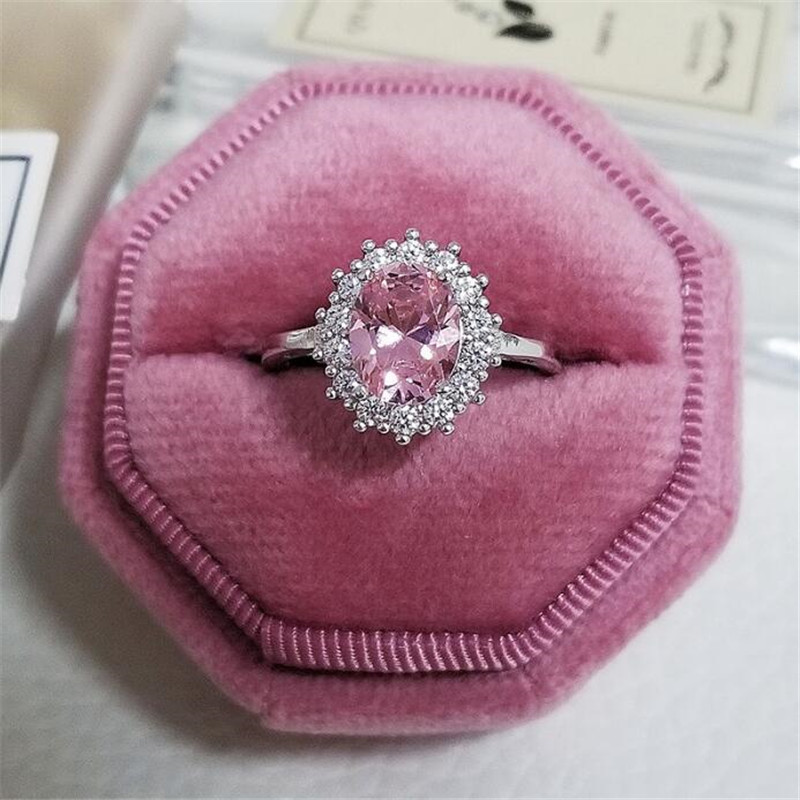 Ins Top Sell Wedding Rings Simple Fashion Jewelry 925 Sterling Silver Oval Cut Blue Sapphire Gemstones Emerald CZ Diamond Party Women Engagement Princ