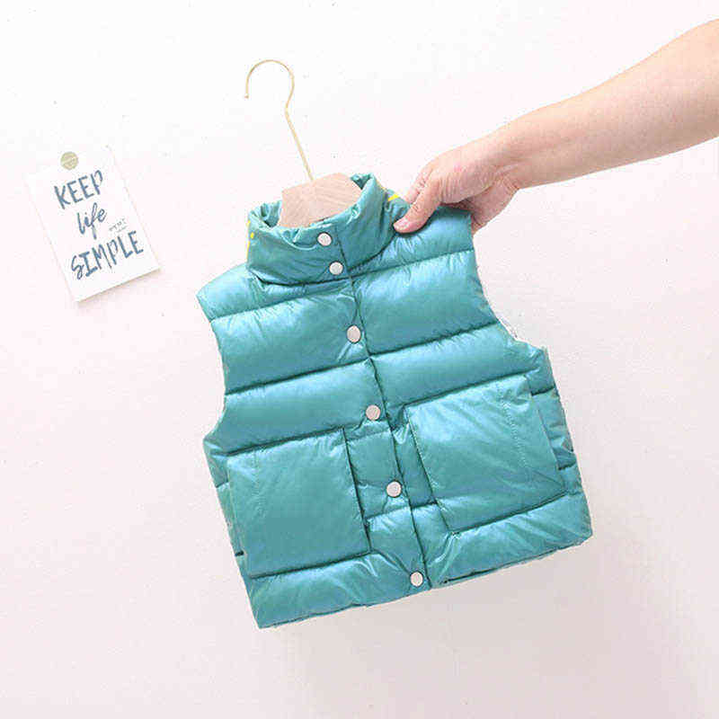 Autumn Winter Solid Color Vest For Girls and Boys Children Collar Clothing Baby Thickening Plus Velvet Sleeveless Coat Waistcoat 211203