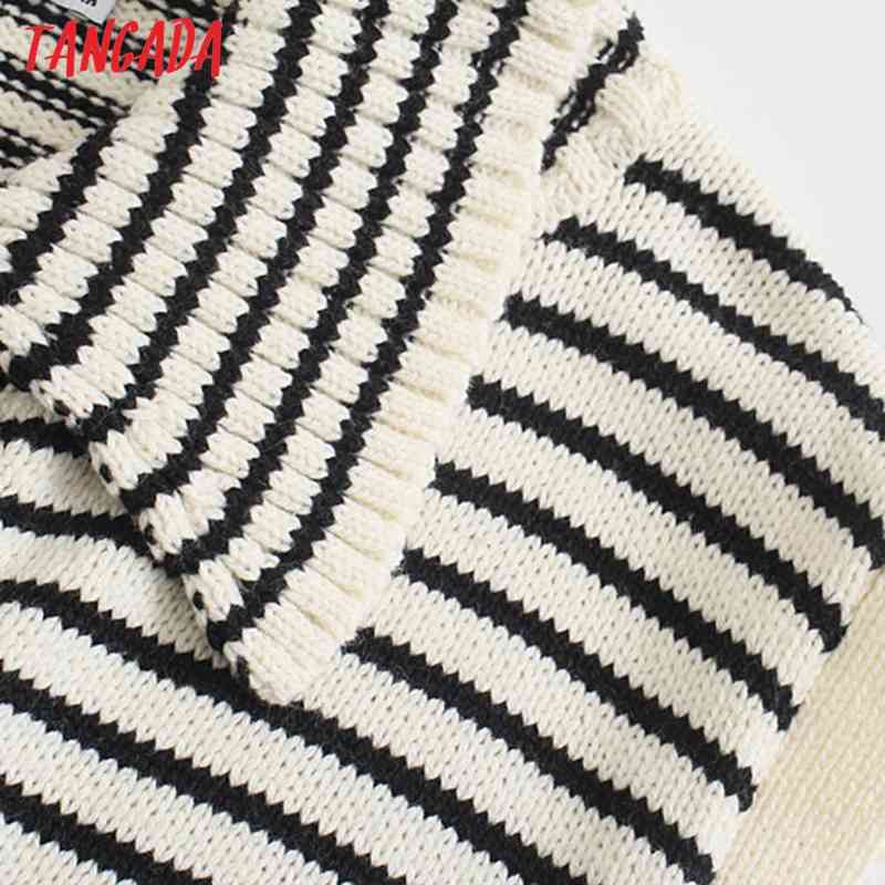 Women Vintage Striped Crop Knitted Vest Sweater Pocket Sleeveless Female Waistcoat Tops 3N30 210416