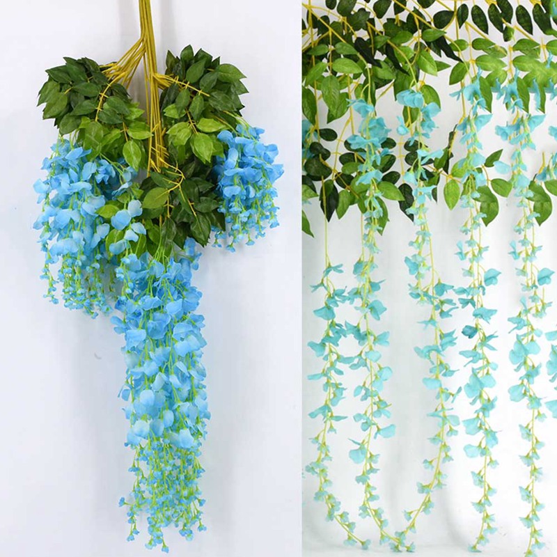 12PCS 110cm Ceiling Hanging Artifical Flowers Wedding Decoration Wisteria Flower Caneartificial Plants Faux Flowers2197608