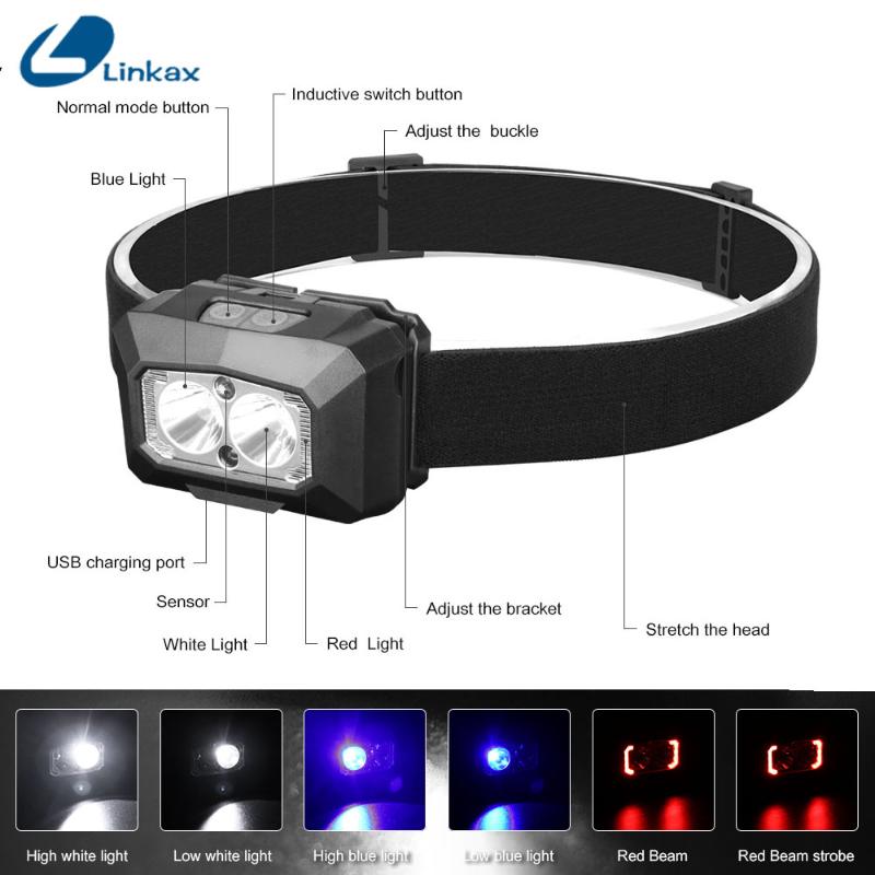 Head Lamps Induction COB LED Blue Headlamp Waterproof USB Rechargeable Headlight Builtin Battery Camping Fishing Lights Torch
Head Lamps Induction COB LED Blue Headlamp Waterproof USB Rechargeable Headlight Builtin Battery Camping Fishing Lights Torch