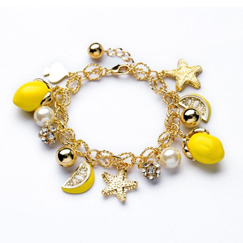 Charm Bracelets Starfish Lemon Fruit Lovely Charms For Women Adjustable Chain Gold Retro Bracelet Girls Rhinestone Pulsera SL20021
Charm Bracelets Starfish Lemon Fruit Lovely Charms For Women Adjustable Chain Gold Retro Bracelet Girls Rhinestone Pulsera SL20021