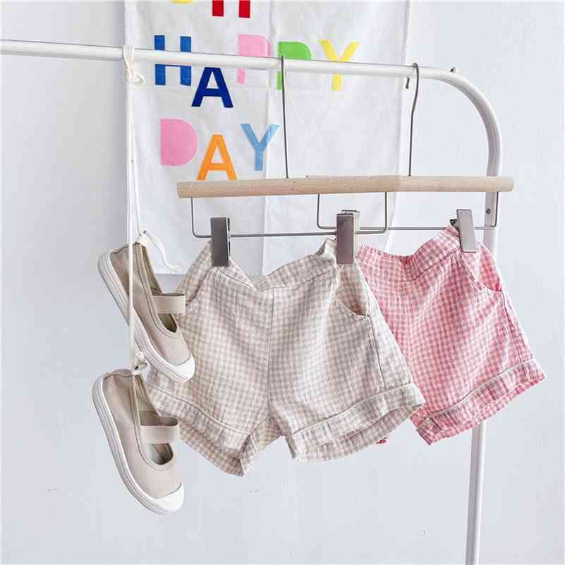 Baby girls plaid cotton linen shorts Korean style soft loose casual 1-6Y 210708, Khaki
Baby girls plaid cotton linen shorts Korean style soft loose casual 1-6Y 210708, Khaki