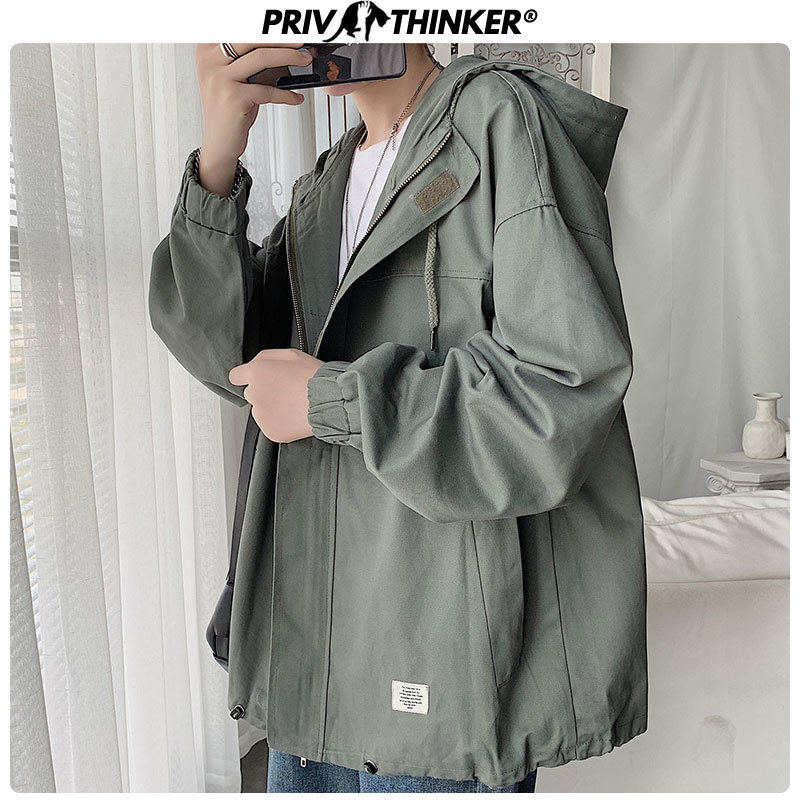 Privathinker Autumn Men's Korean Hooded Jackets Male Loose Baseball Large Size Jacket Men Collage Streetwear Coat S-5Xl 2106