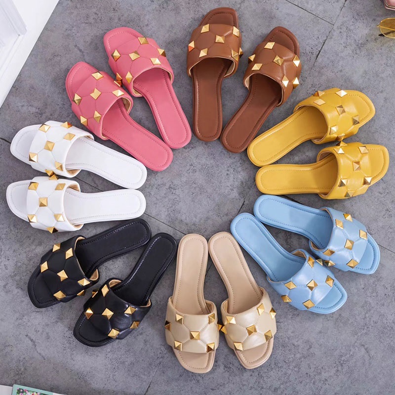 Designer Women Slippers Genuine Leather Grid Rivet Flat Slides Non-slip Wear-resistant Sandal Lady Sexy 5.5cm High Heels Size 35-42, 10
Designer Women Slippers Genuine Leather Grid Rivet Flat Slides Non-slip Wear-resistant Sandal Lady Sexy 5.5cm High Heels Size 35-42, 10
