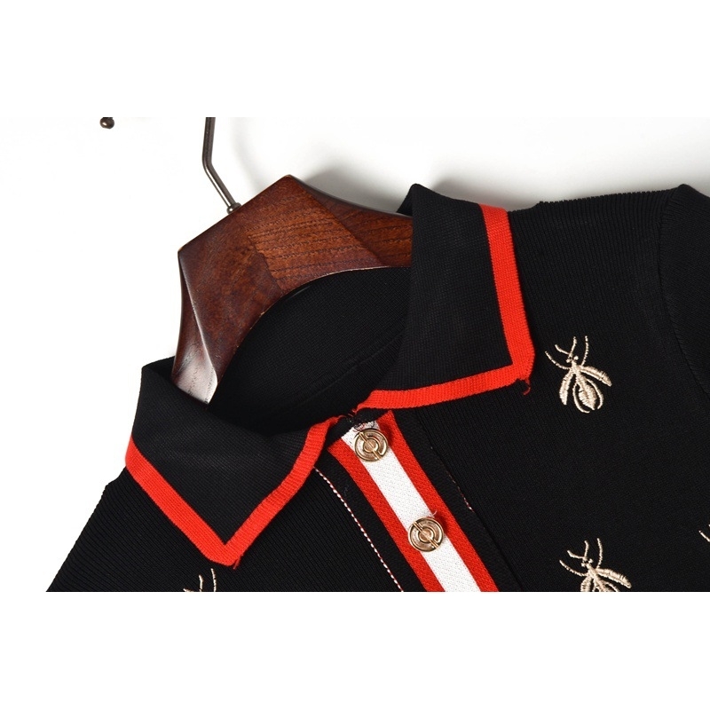 Spring Summer Dress Elegant Casual Women Embroidery Turn-down Collar shirt dresses Buttons Knitting Mini Office Lady 210506