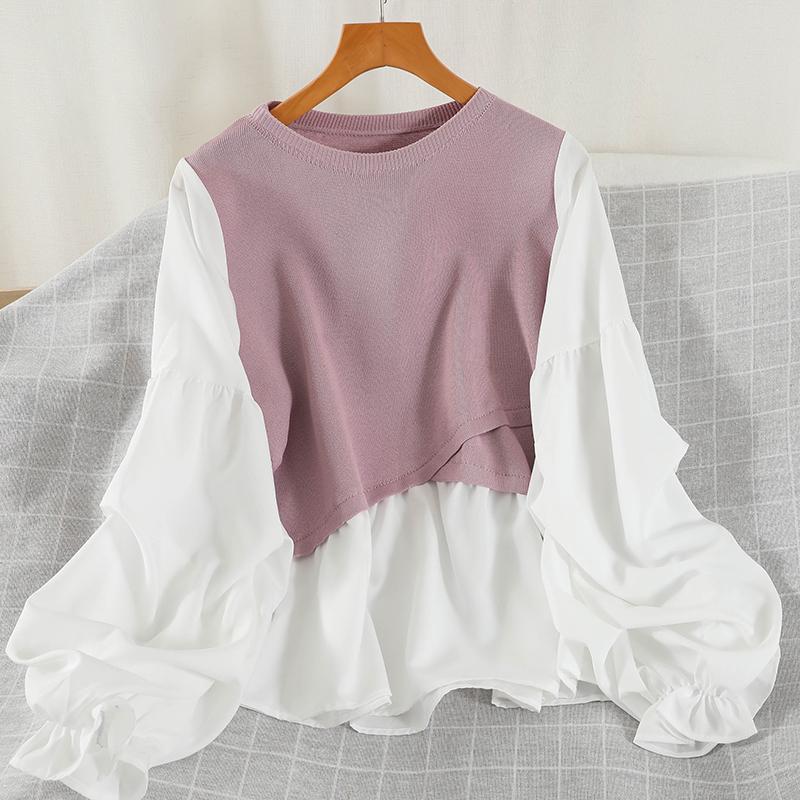 Women's Sweaters Fake Two Piece Patchwork Blouses Women 2021 Long Sleeve Knitted Pullovers Fall O-neck Simple All Match Elegant Tops Autumn, Purple
Women's Sweaters Fake Two Piece Patchwork Blouses Women 2021 Long Sleeve Knitted Pullovers Fall O-neck Simple All Match Elegant Tops Autumn, Purple