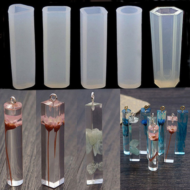 DIY Pendant Liquid Silicone Mold Resin Jewelry Pendant Mould Handmade Decoration Tools Cylinder Trapezoid Crystal