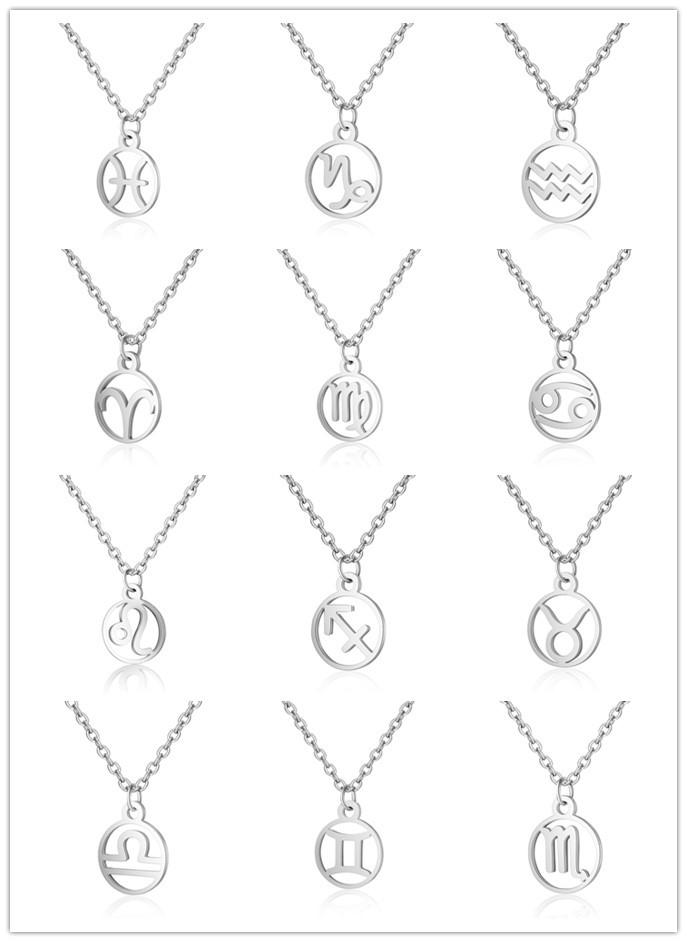 Pendant Necklaces SanLan Stainless Steel 12 Zodiac Sign