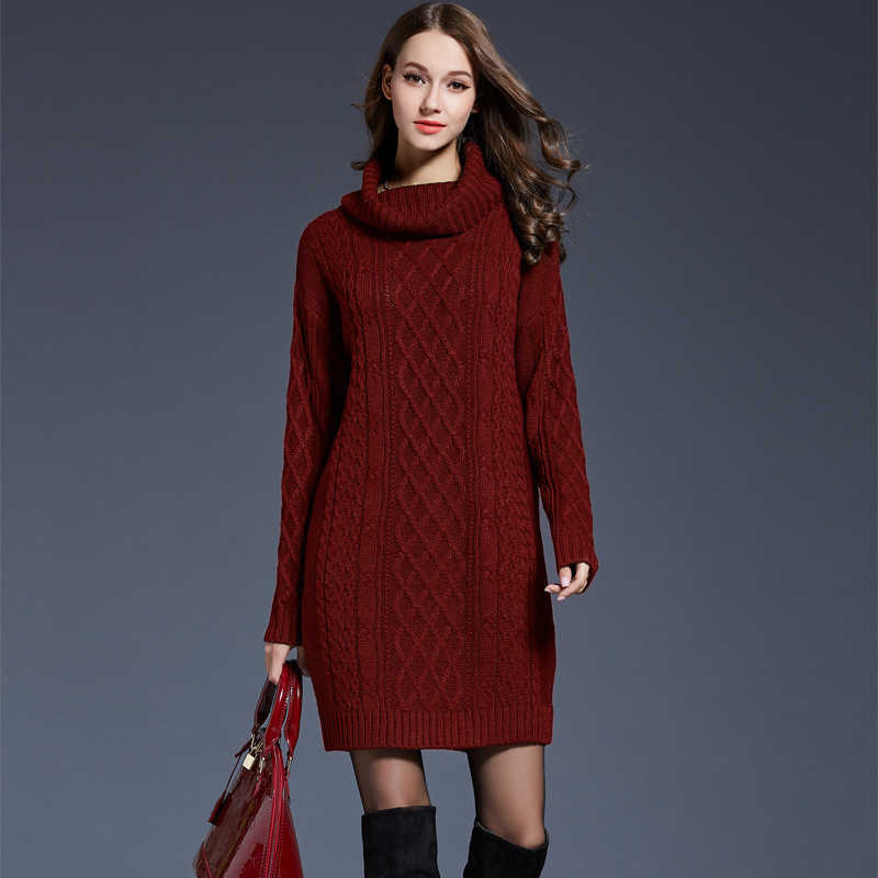 Female Turtleneck Thick Long Jumper Women Knitted Sweaters Casual Loose Slim Fit Winter Clothes Pullovers White Plus Size 210604
