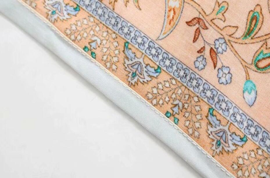 Blouses women's European and American loose all-match ethnic print tie waist kimono dress